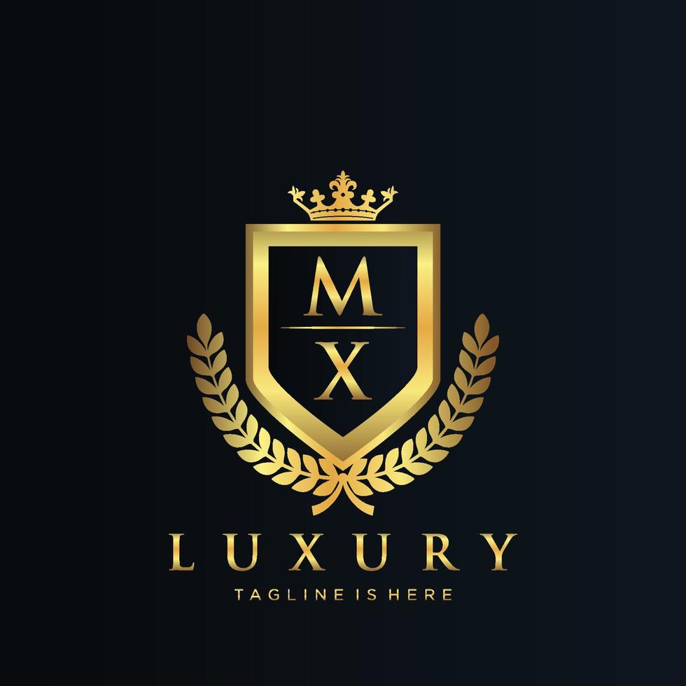 MX Letter Initial with Royal Luxury Logo Template vector