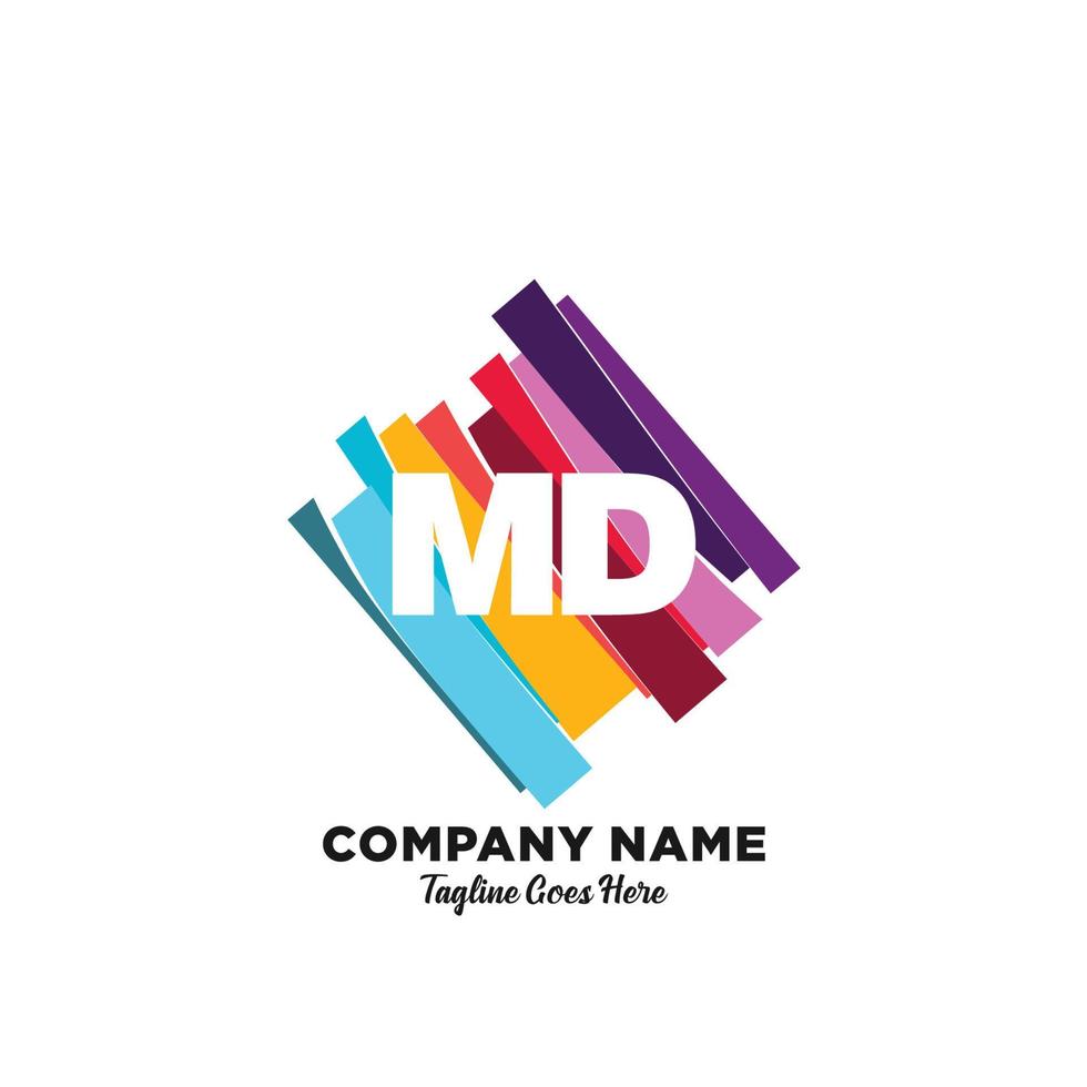 MD initial logo With Colorful template vector