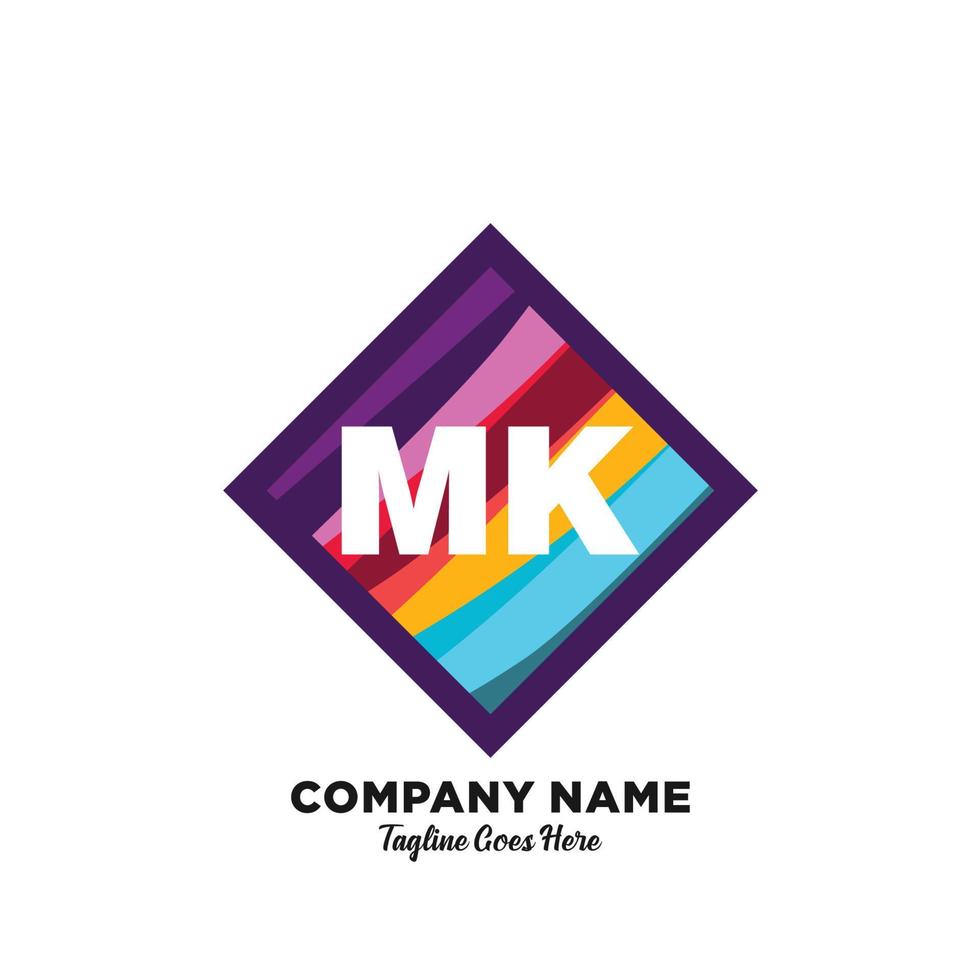 mk inicial logo con vistoso modelo vector