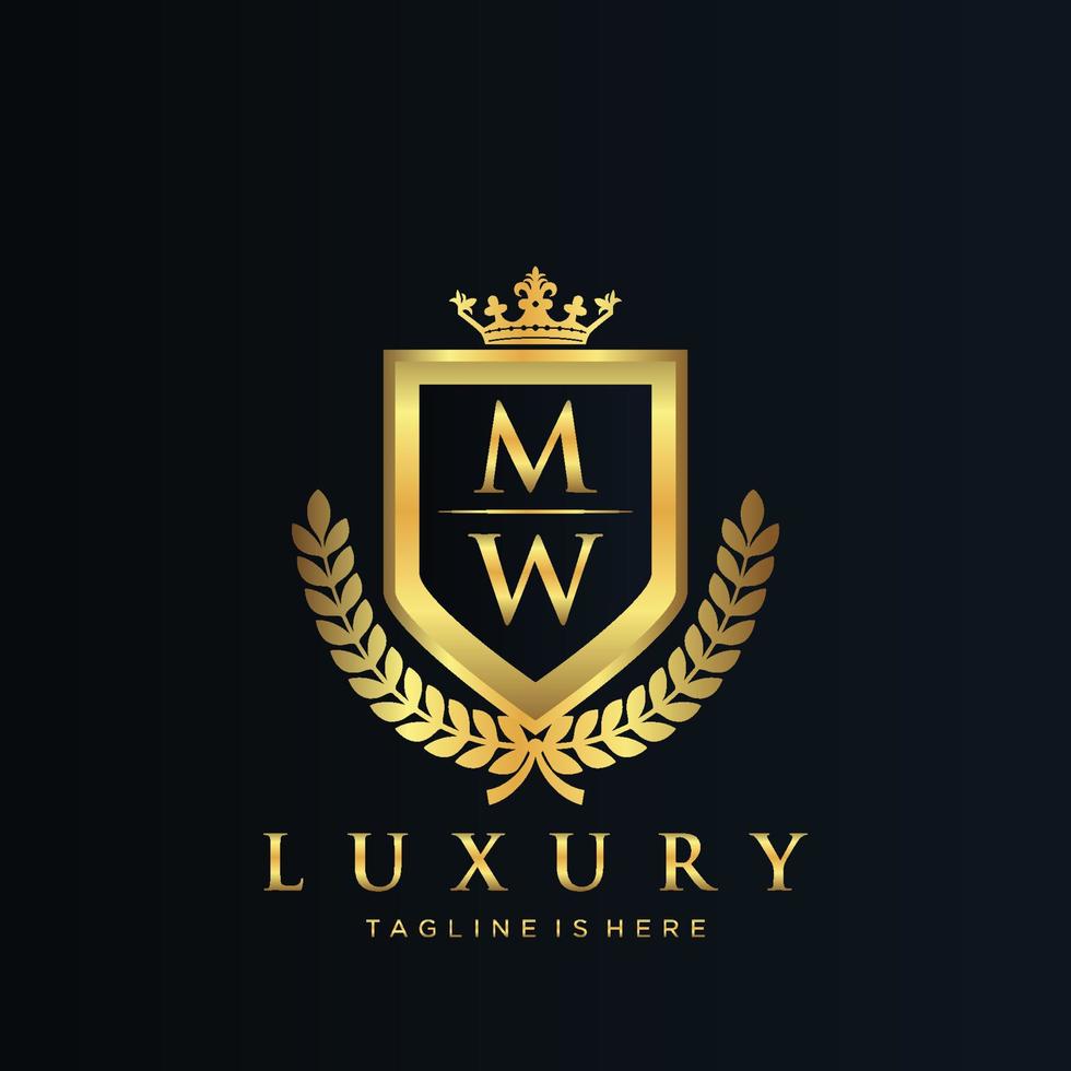 MW Letter Initial with Royal Luxury Logo Template vector