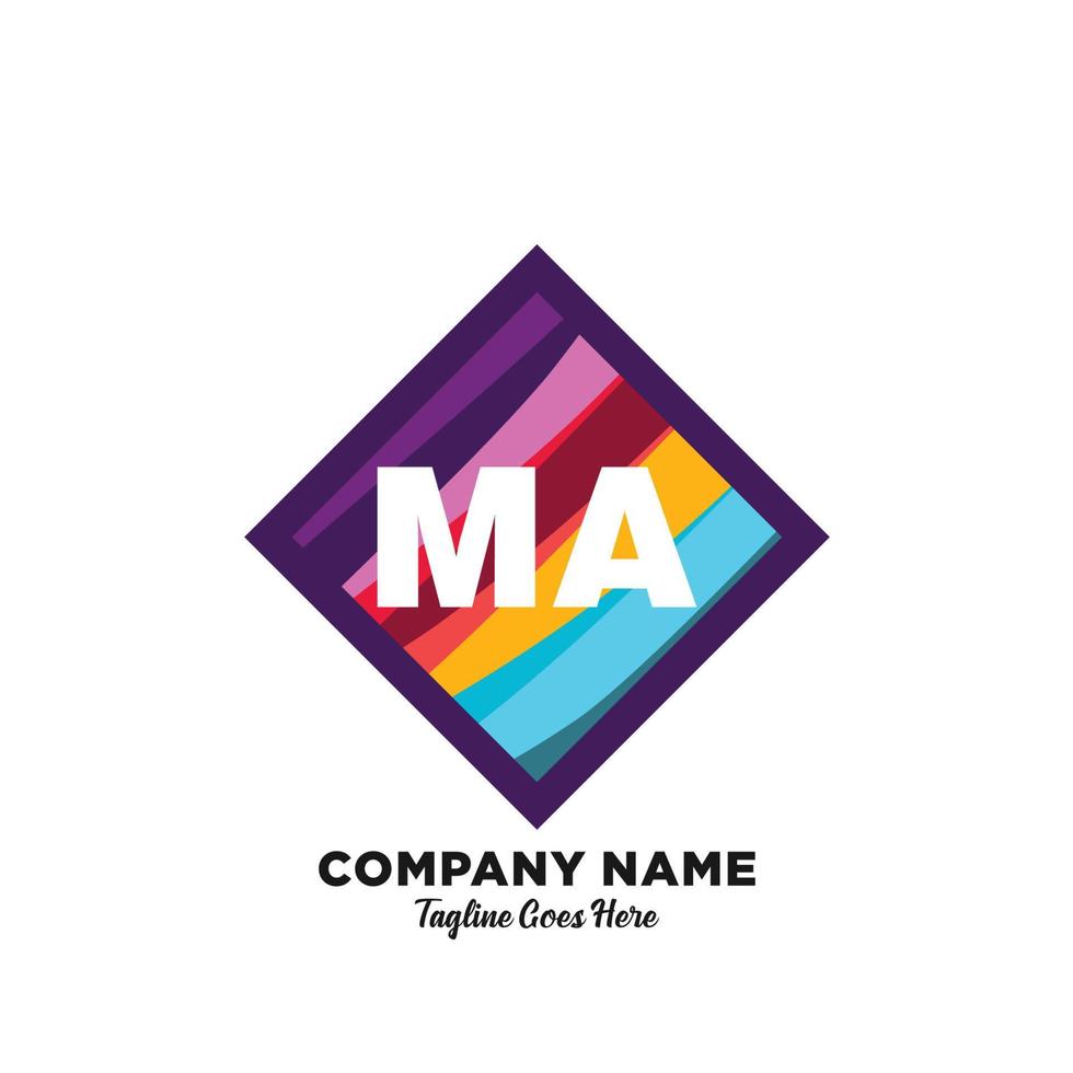MA initial logo With Colorful template vector