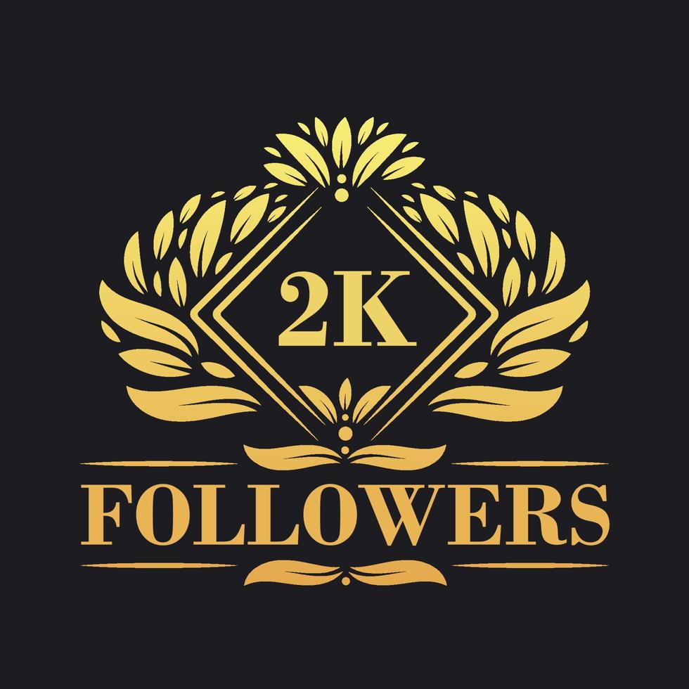 2K Followers celebration design. Luxurious 2K Followers logo for social media followers vector