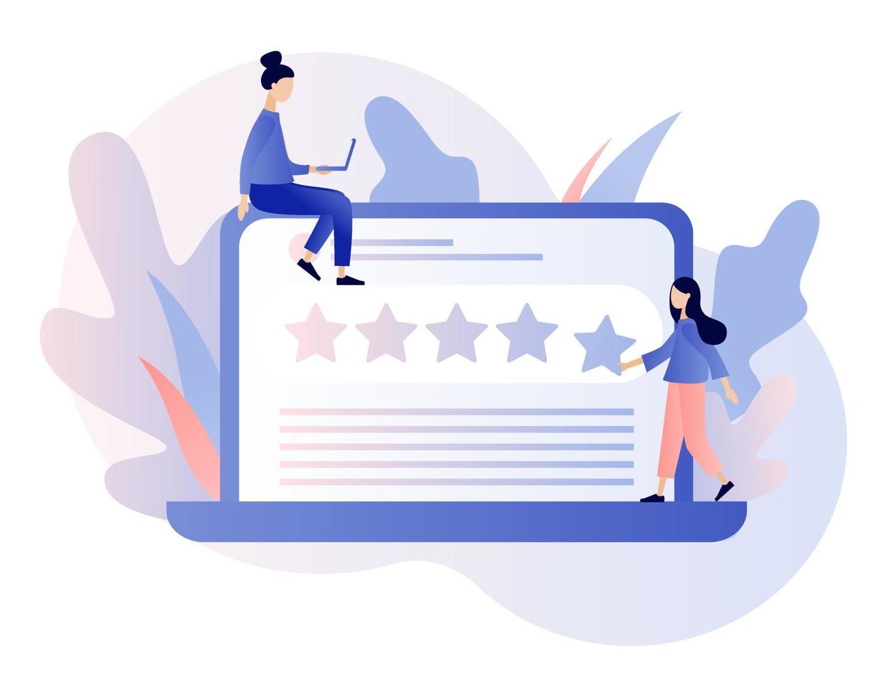 Star rating concept. Customer reviews. People leave feedback and comments. Modern flat cartoon style. Vector illustration