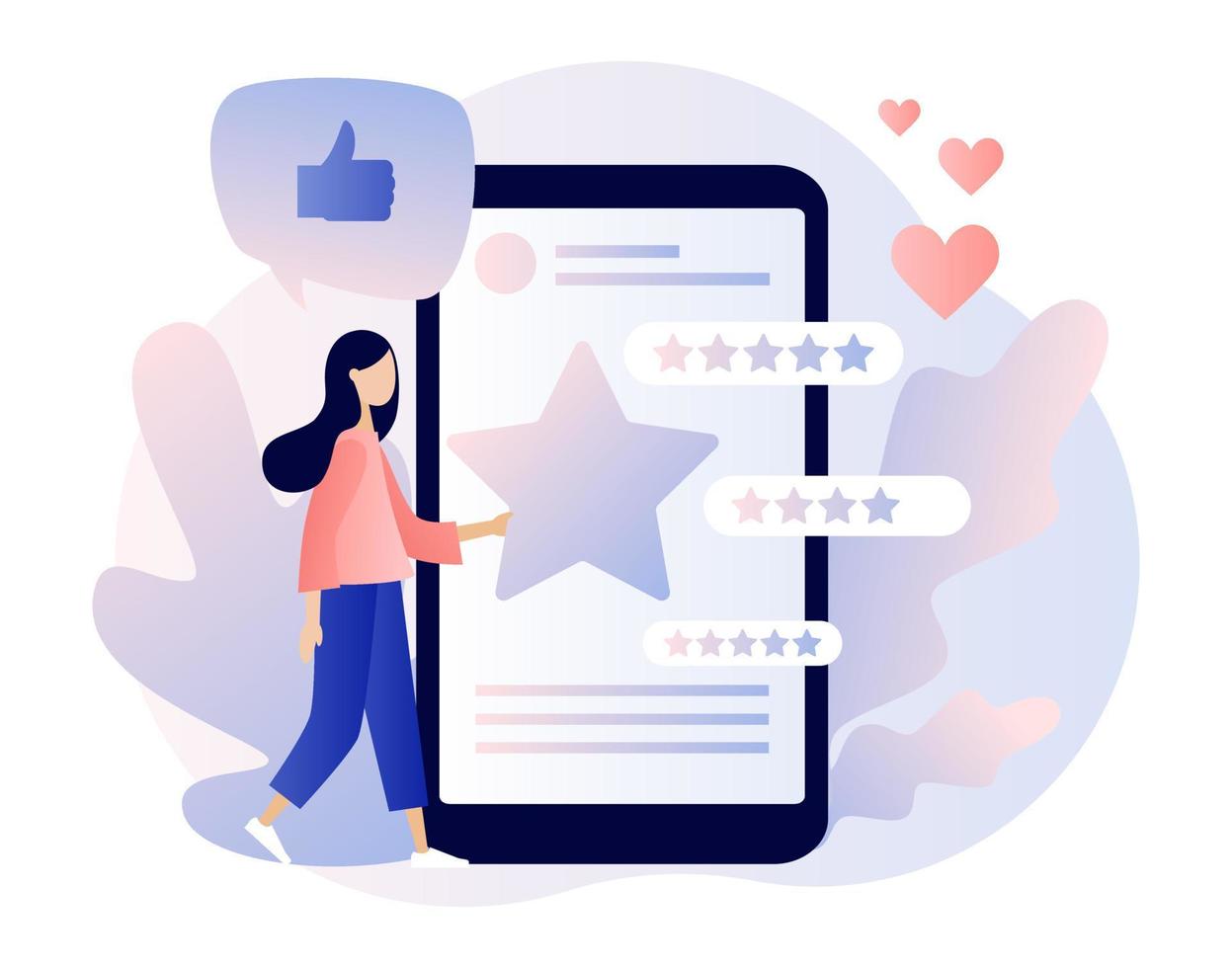 Star rating concept. Customer reviews. People leave feedback and