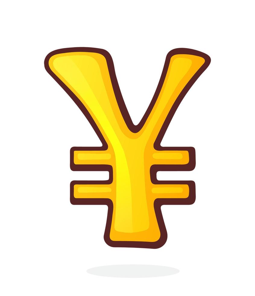 Cartoon illustration of golden yen and yuan sign vector