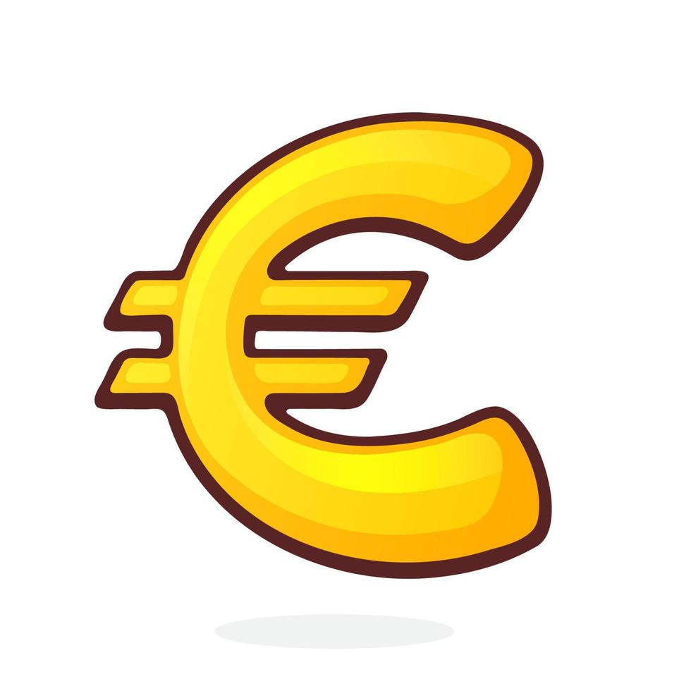 Cartoon illustration of golden euro sign vector