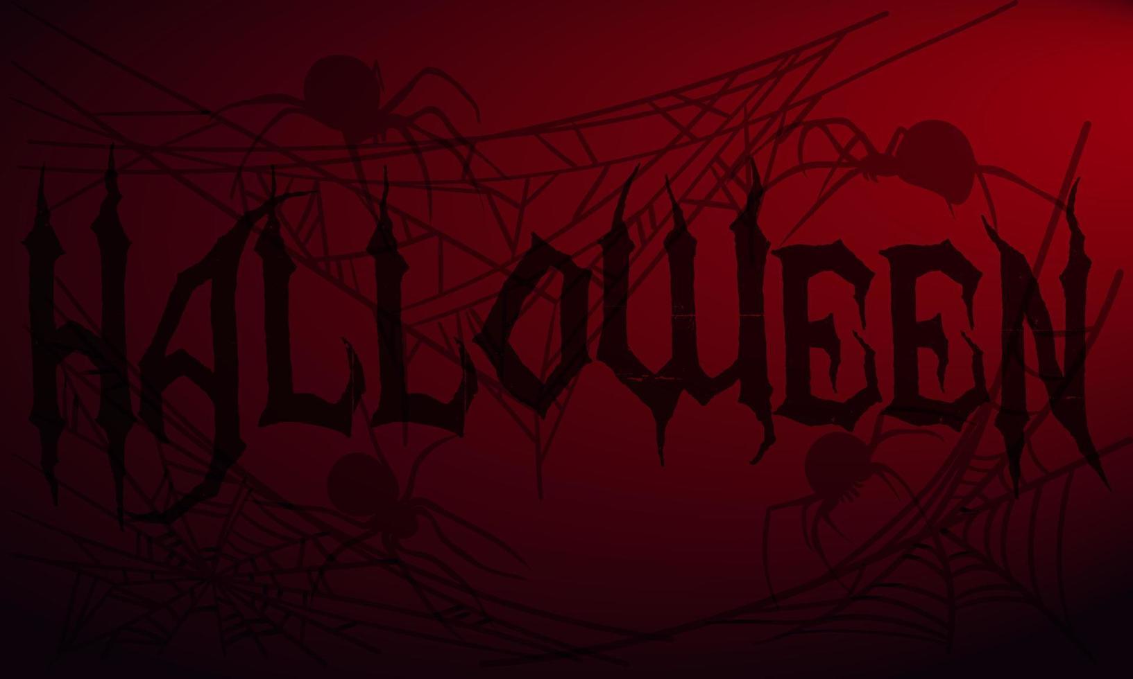 Happy Halloween banner sale or background for a party, invitation. Vector illustration . A red background with a spider web, a shadow from spiders and an inscription. Confusing background