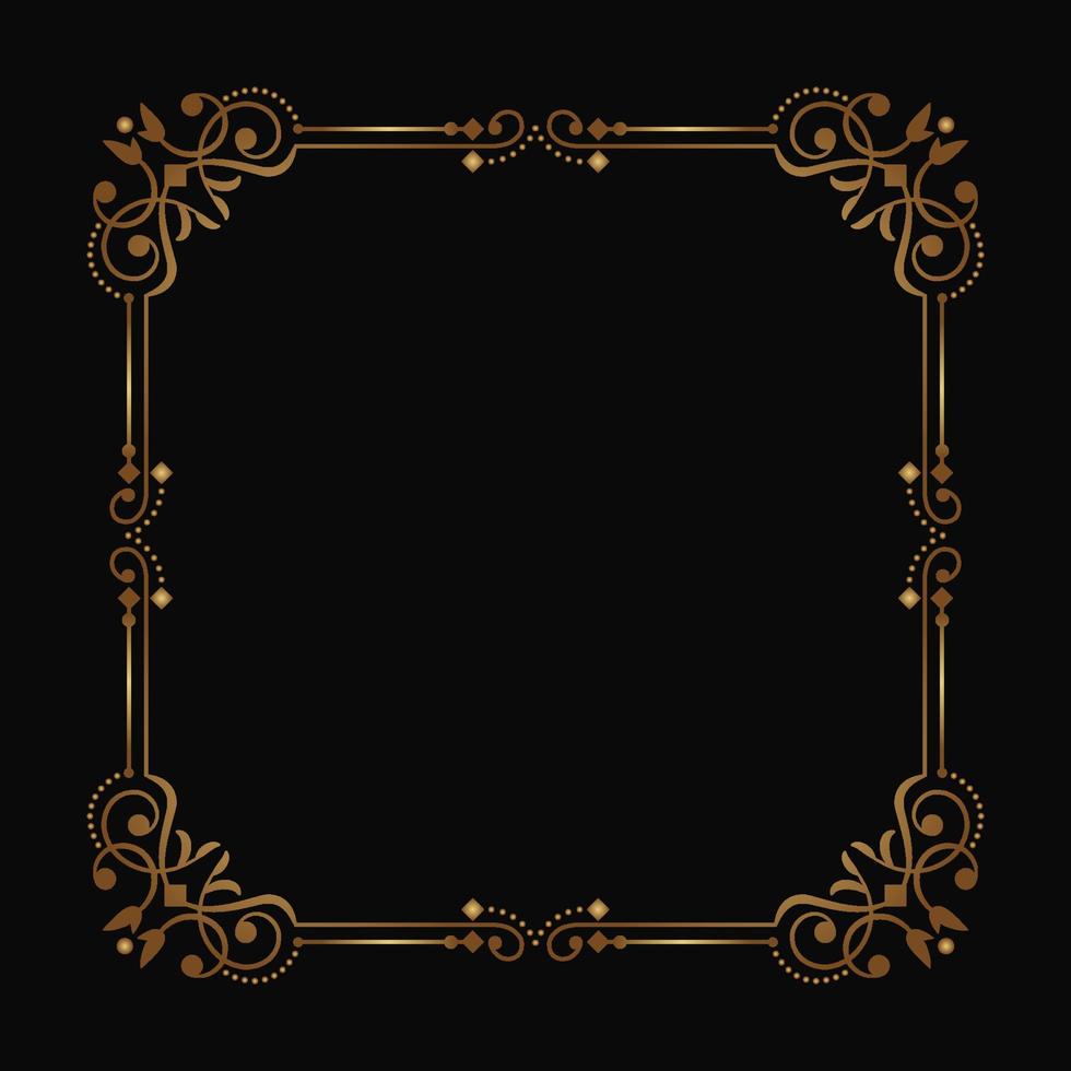 gold vintage frame border ornament vector