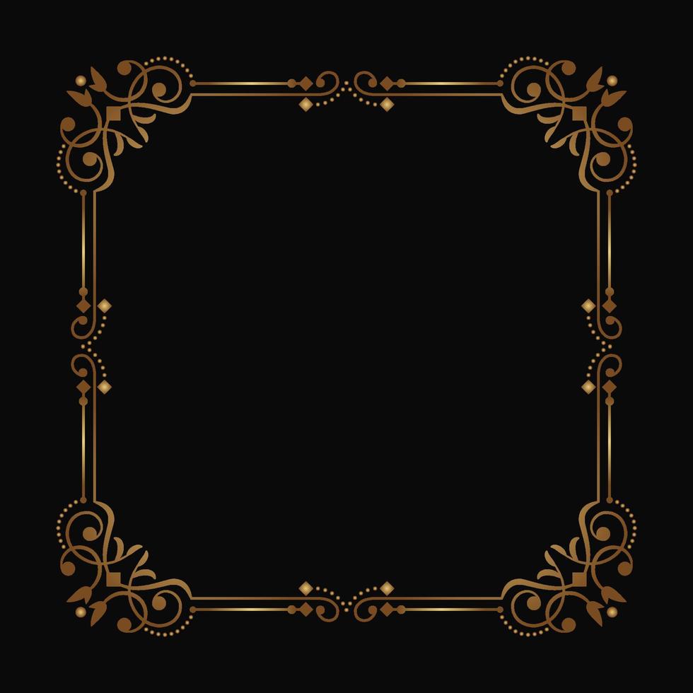 gold vintage frame border ornament vector