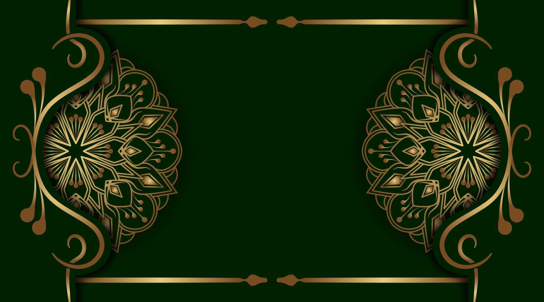 green and gold, luxury mandala background vector