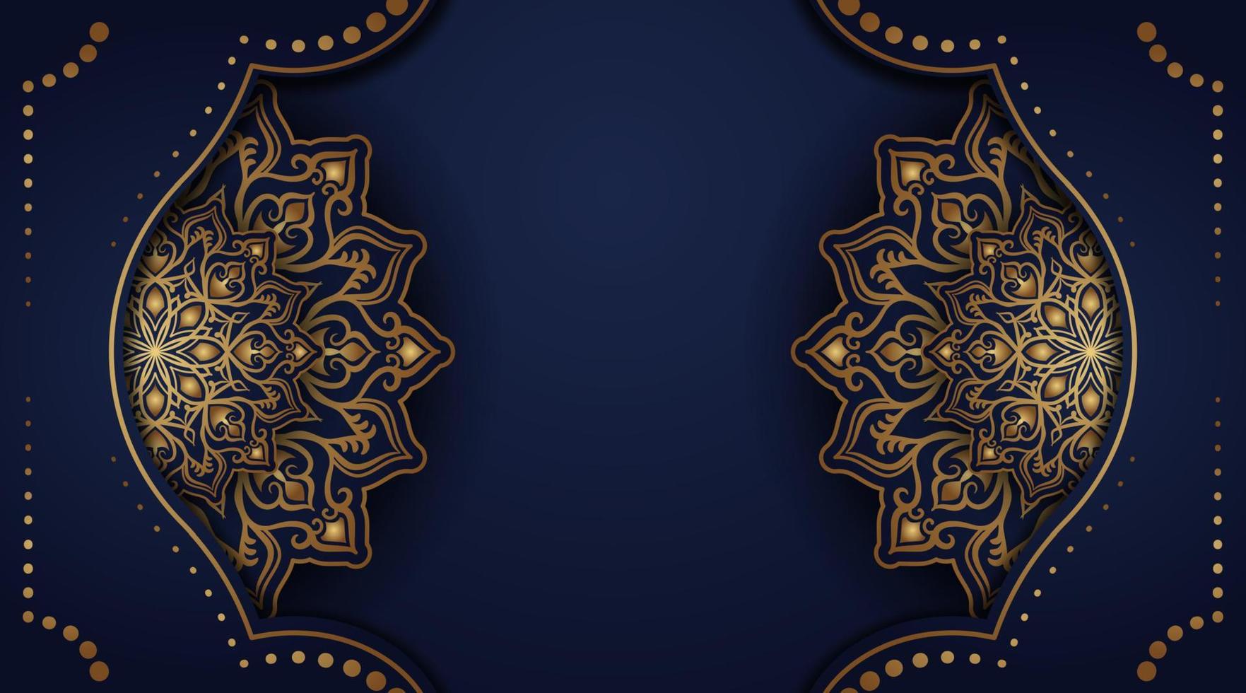 luxury mandala background, blue and gold, design vector