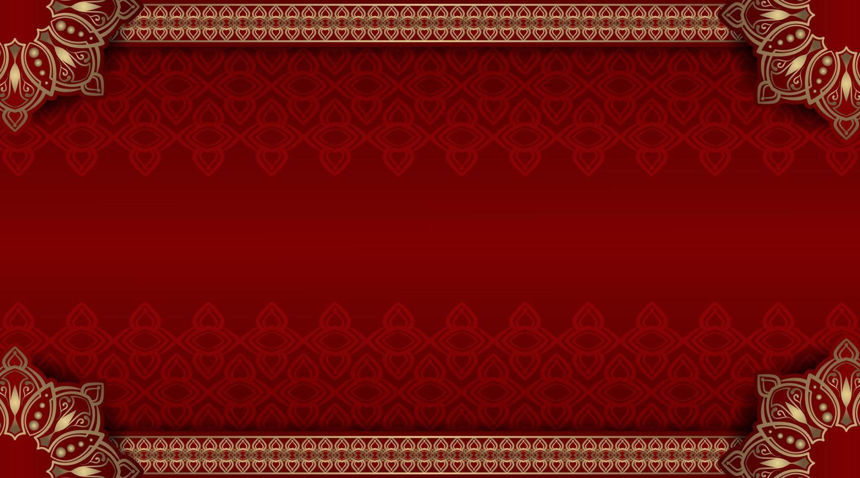 red luxury background, with gold mandala ornament vector