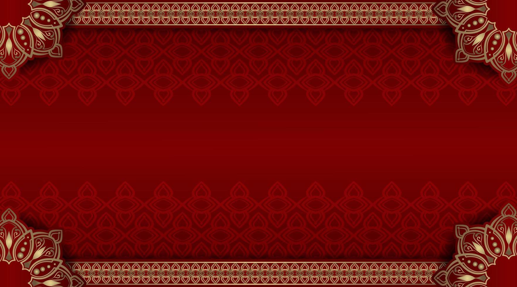 red luxury background, with gold mandala ornament vector