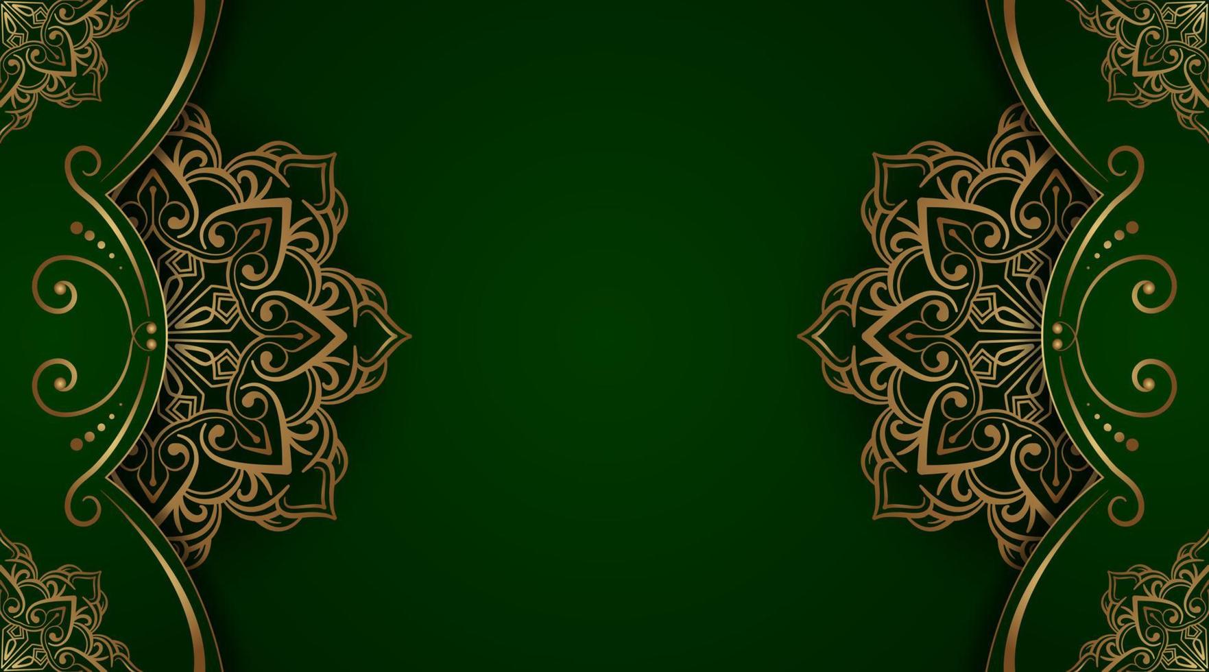 green and gold, luxury mandala background vector