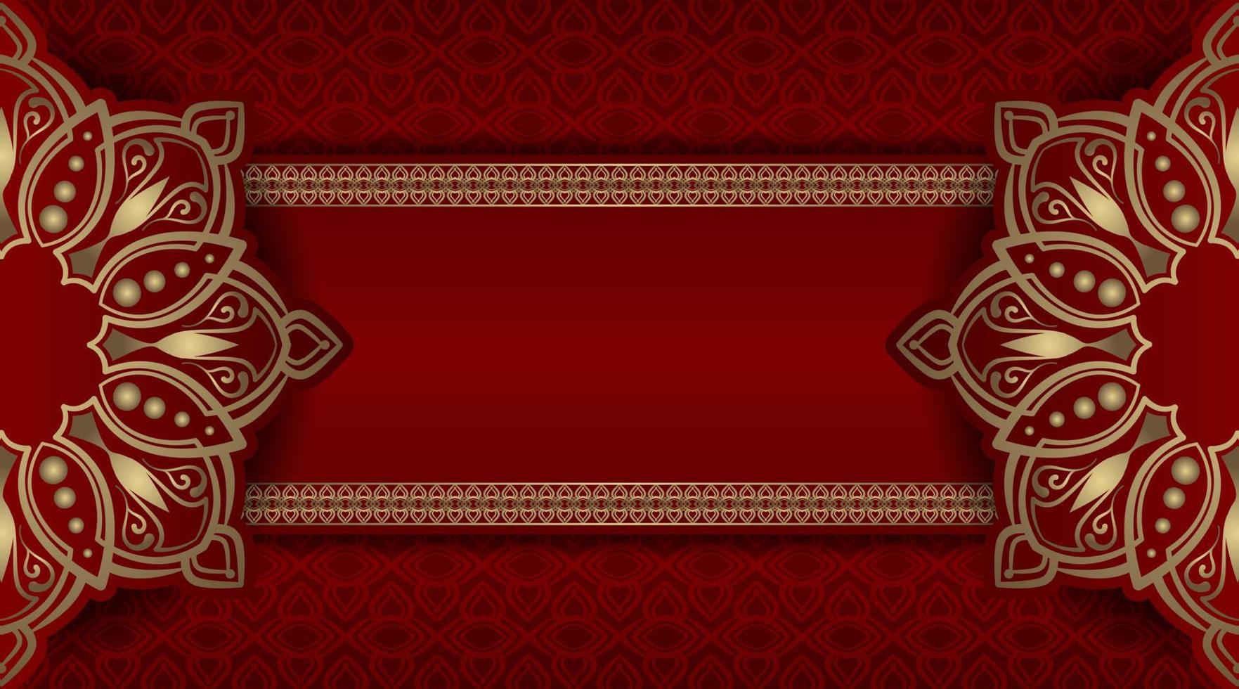 red luxury background, with gold mandala ornament vector
