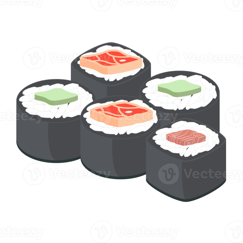 Sushi Salmon And Tuna Rolls Japanese Cuisine Food png