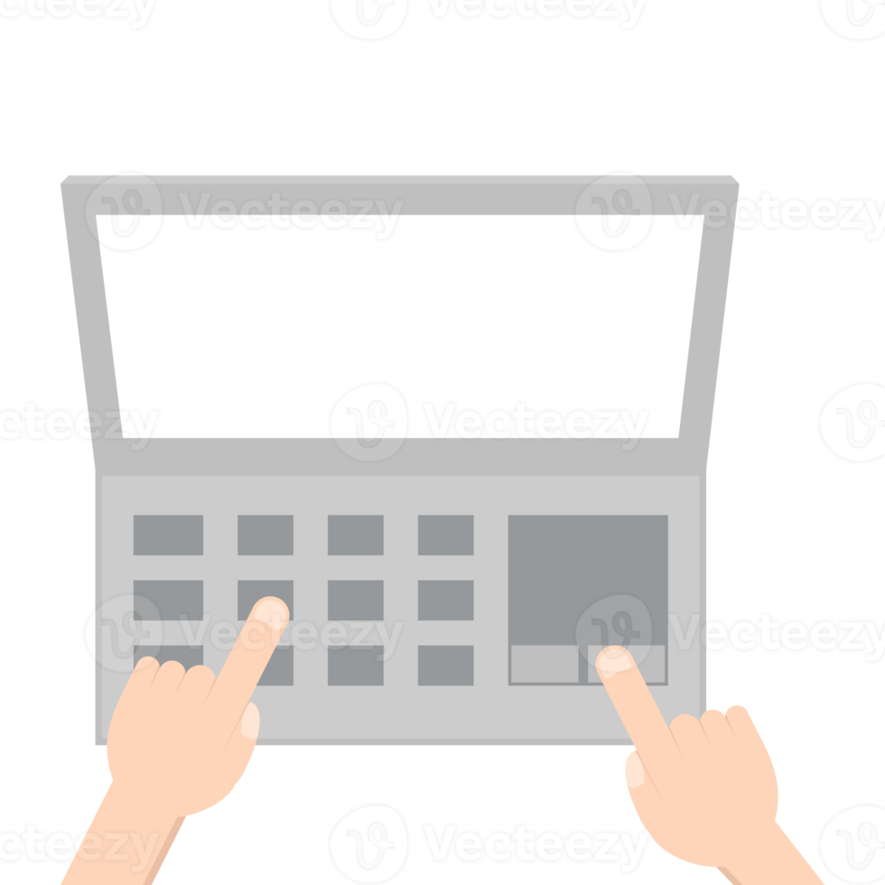 hand- spelen laptop typen werk apparaatje tech png