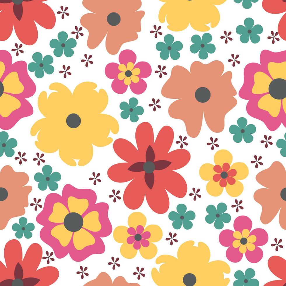 Seamless groovy floral pattern vector