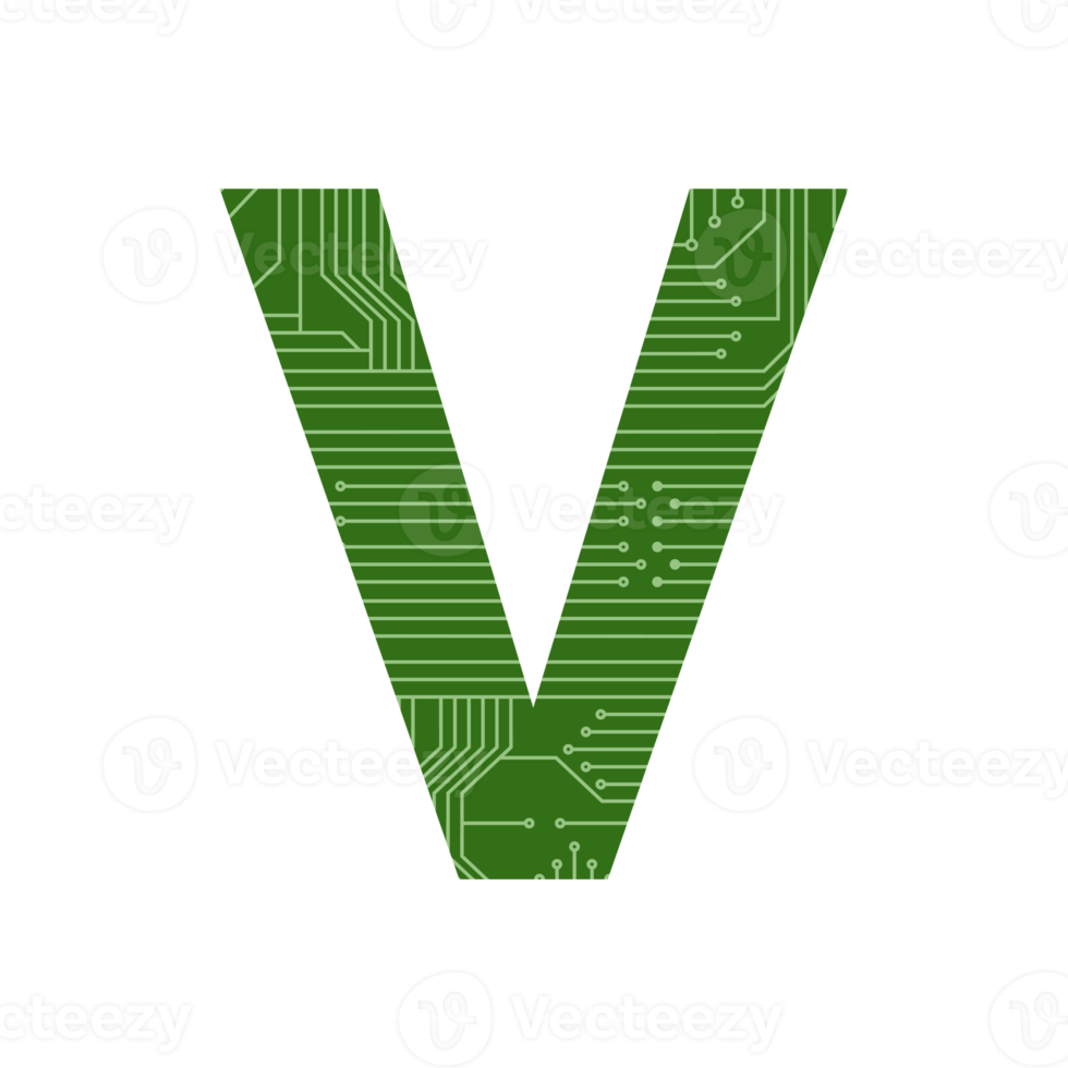 Modern Letter Alphabet Processor Printed Circuit Board Chip png