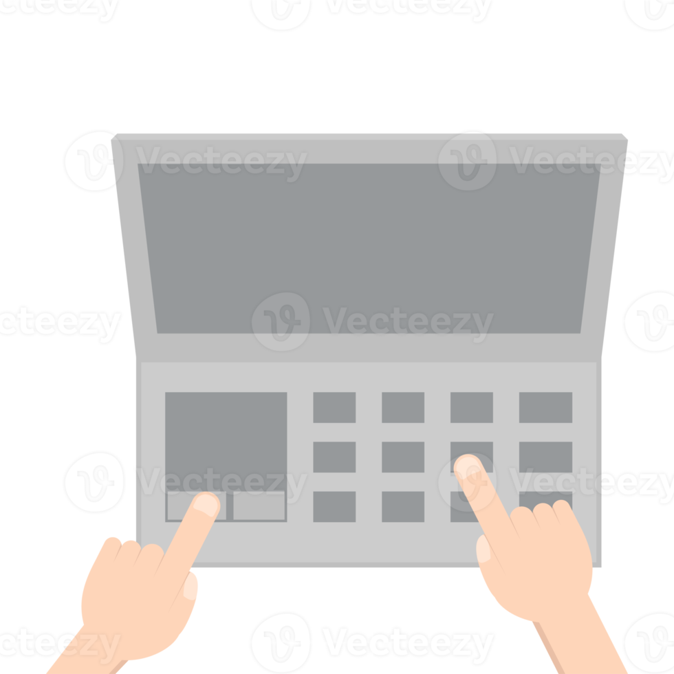 hand- spelen laptop typen werk apparaatje tech png
