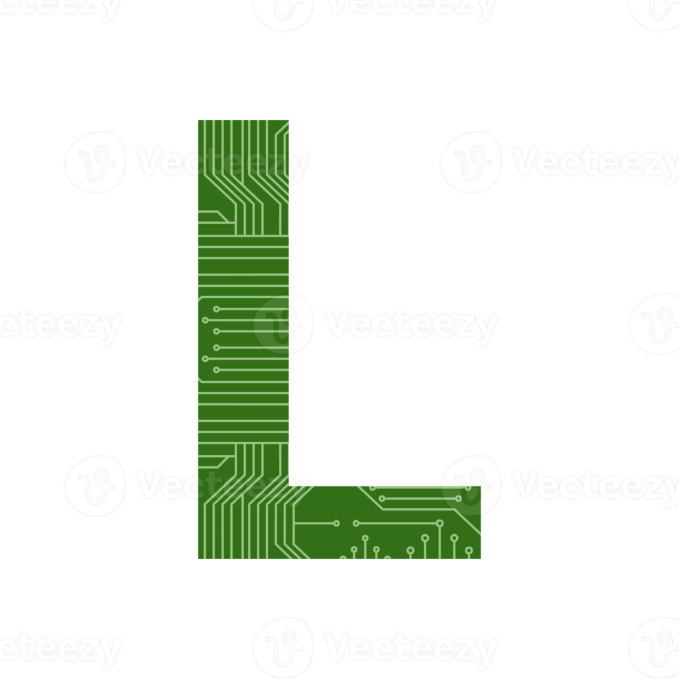 Modern Letter Alphabet Processor Printed Circuit Board Chip png