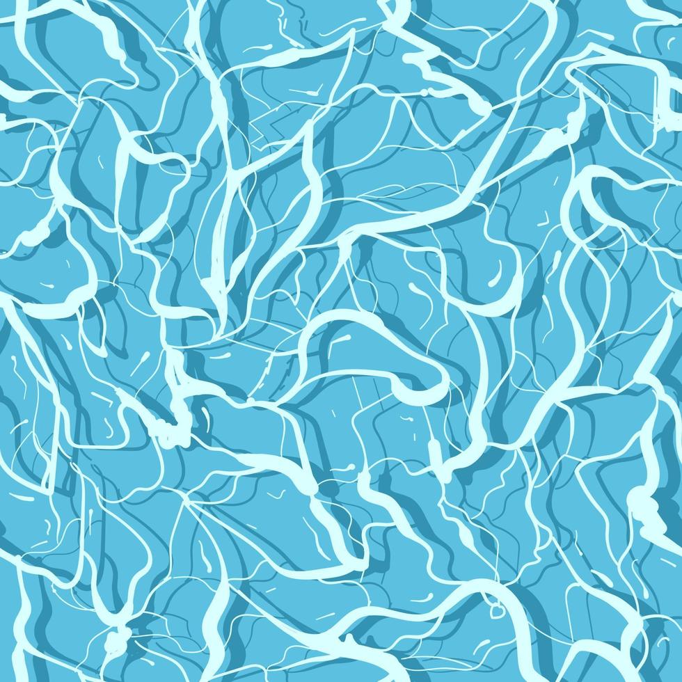 azul antecedentes con blanco rayas. sin costura modelo de agua superficie. piscina, río, mar o Oceano líquido agua tropical ondas. vector