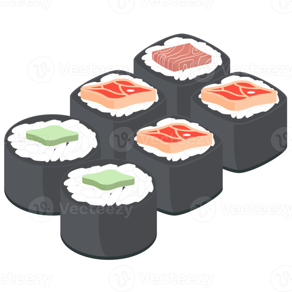 Sushi Salmon And Tuna Rolls Japanese Cuisine Food png