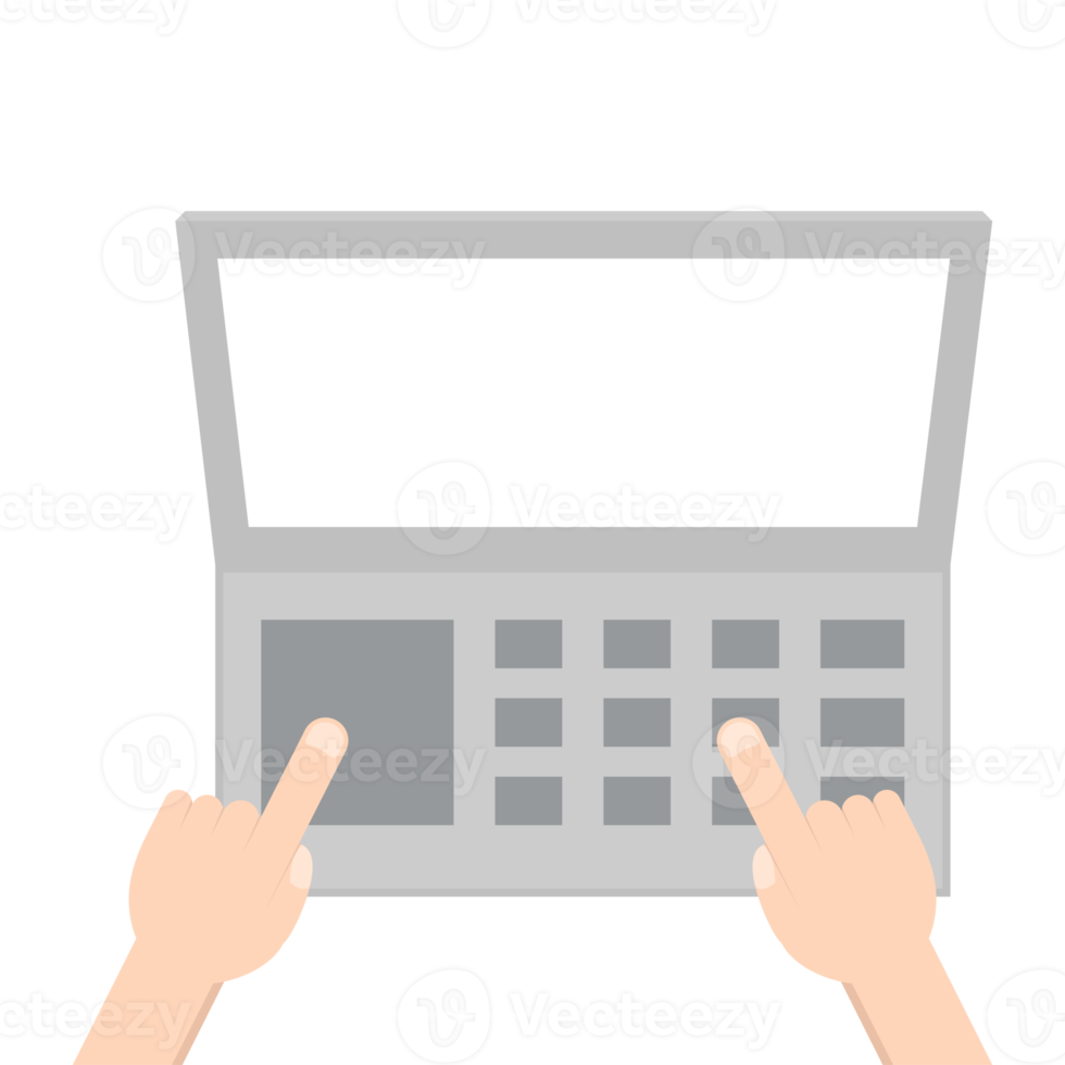 hand- spelen laptop typen werk apparaatje tech png