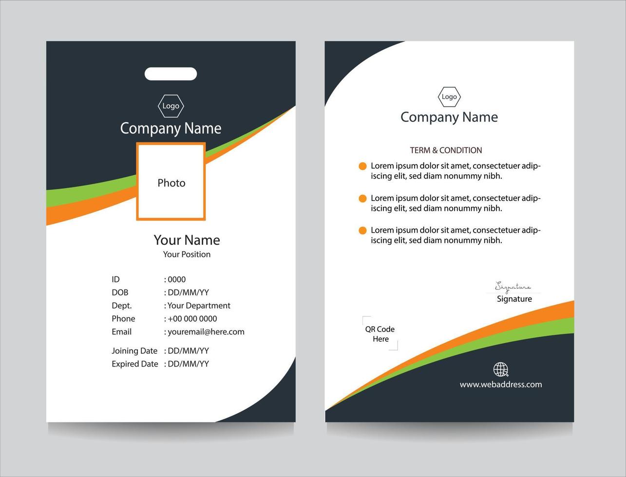 Employee ID card collection for Office, Company and Business organizations, Identity card design. Company and academic identification card set vector with any colors