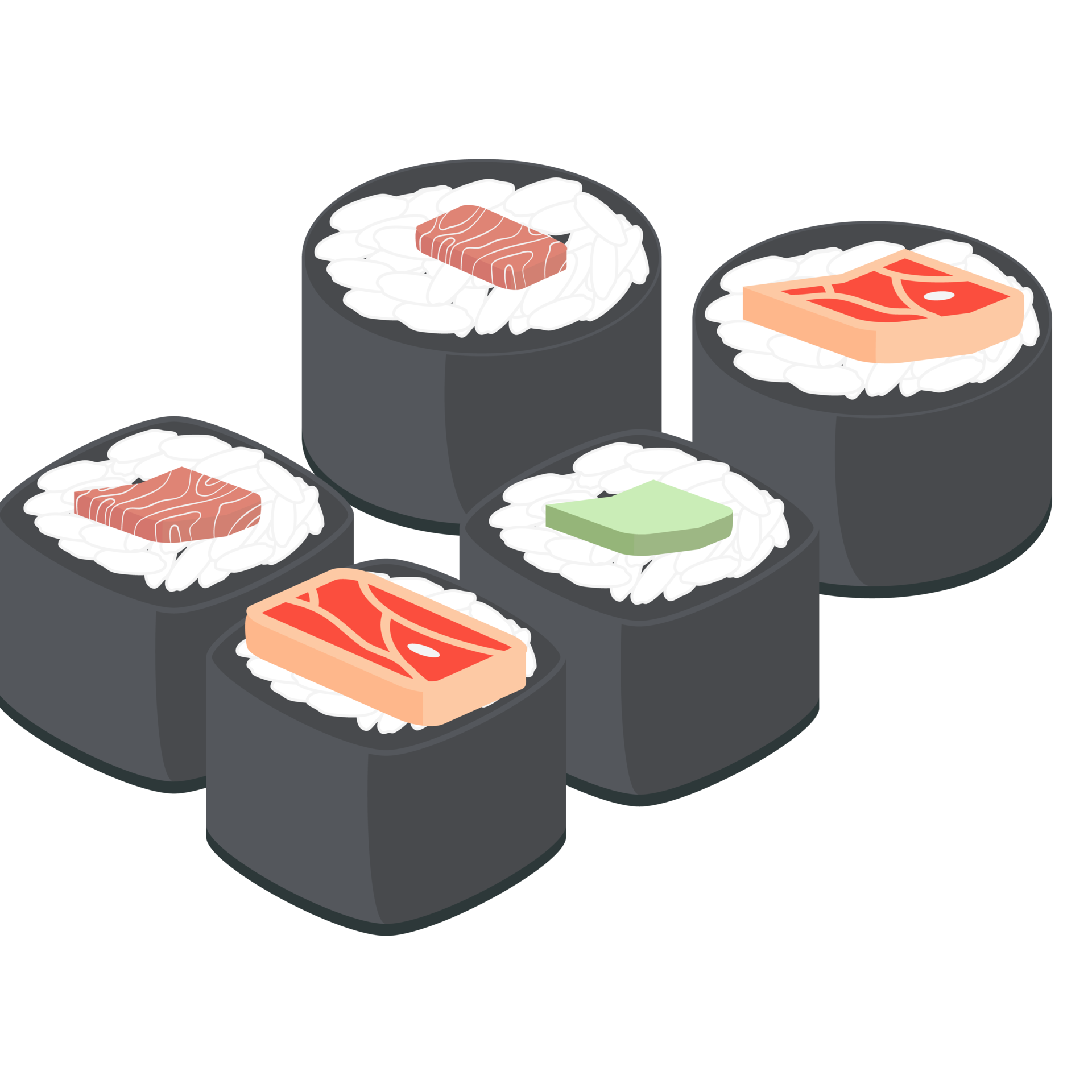 Sushi Salmon And Tuna Rolls Japanese Cuisine Food 22381433 PNG