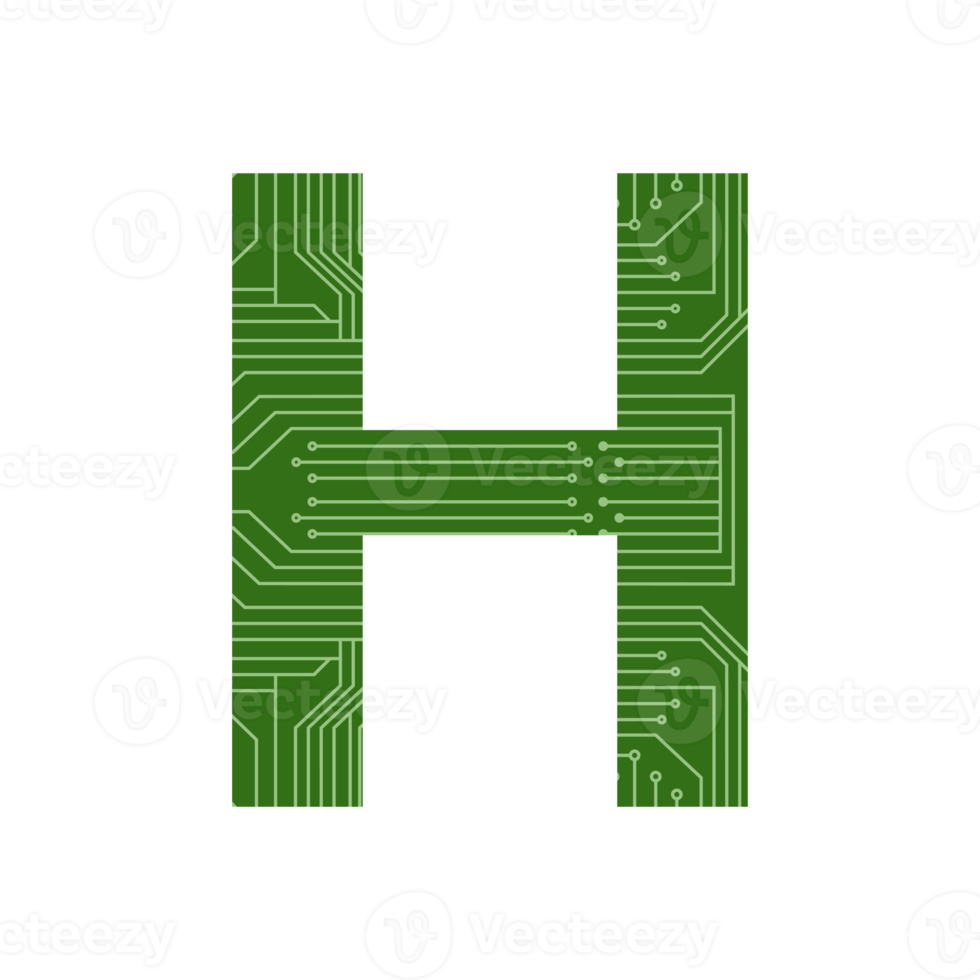 Modern Letter Alphabet Processor Printed Circuit Board Chip png