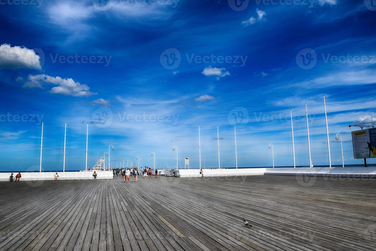 historic wooden pier in Sopot, Poland on a warm sunny day photo