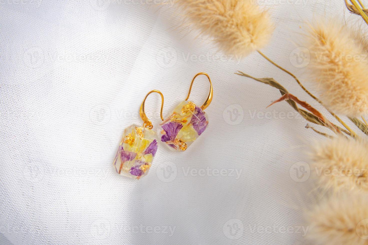Handmade resin earrings, jewelry for women. photo