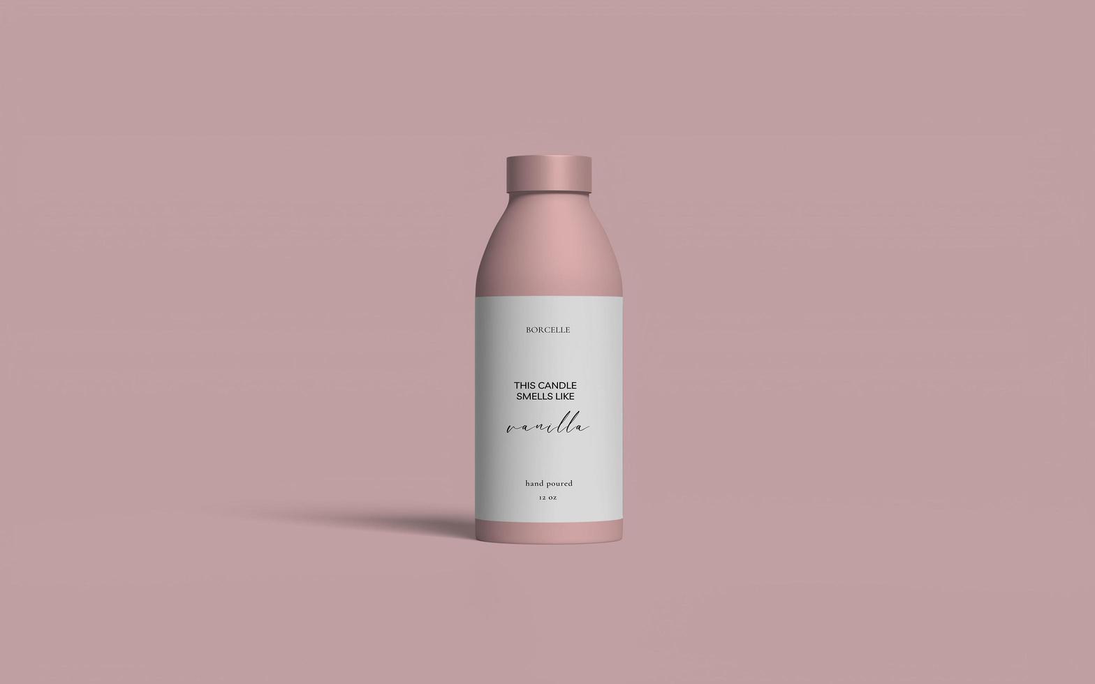 Realistic premium bottle mockup with pink cool photo