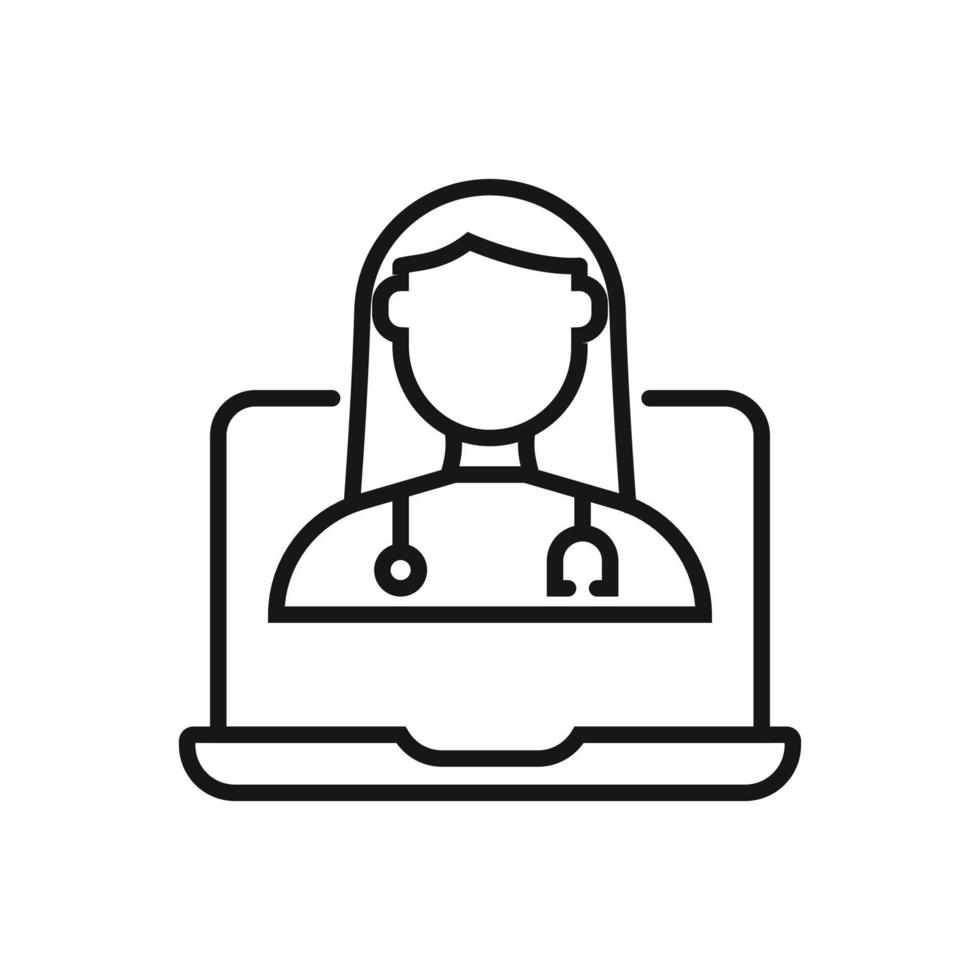 Editable Icon of Telemedicine online Consultation , Vector illustration isolated on white background. using for Presentation, website or mobile app
