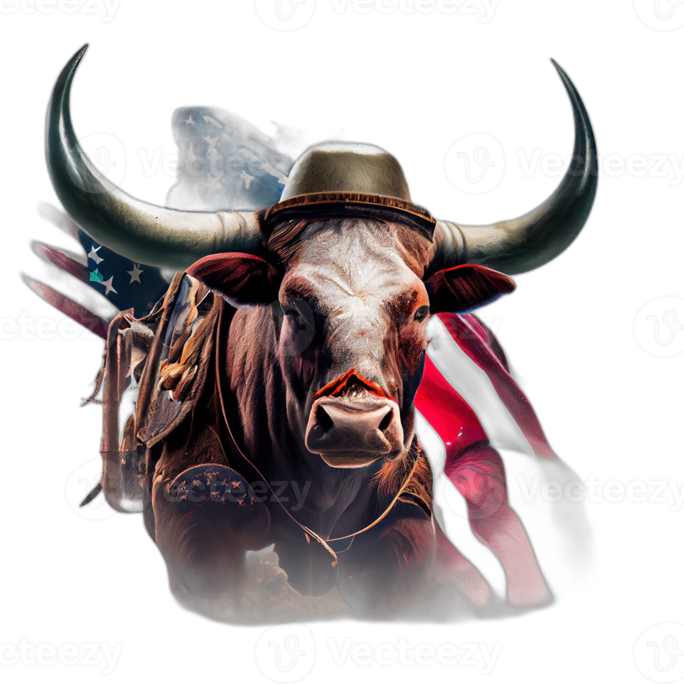 American patriot Bull cow, buffalo, artwork, illustration, vector, graphic. America patriotism art tshirt design, t-shirt, AI Generative png