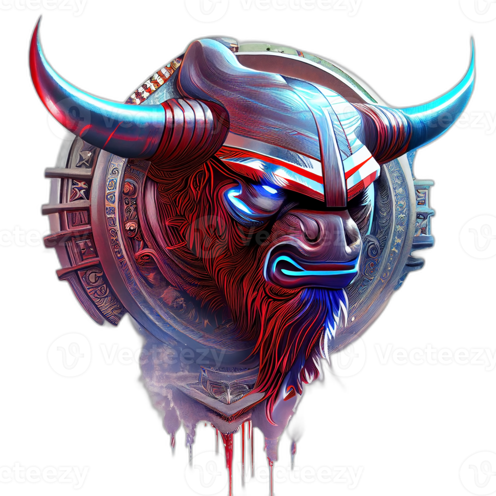 American patriot Bull cow, buffalo, artwork, illustration, vector, graphic. America patriotism art tshirt design, t-shirt, AI Generative png