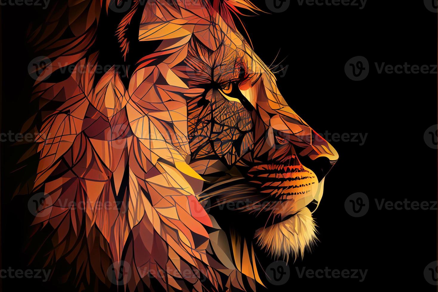 Lion tiger cat silhouette illustration AI Generated photo