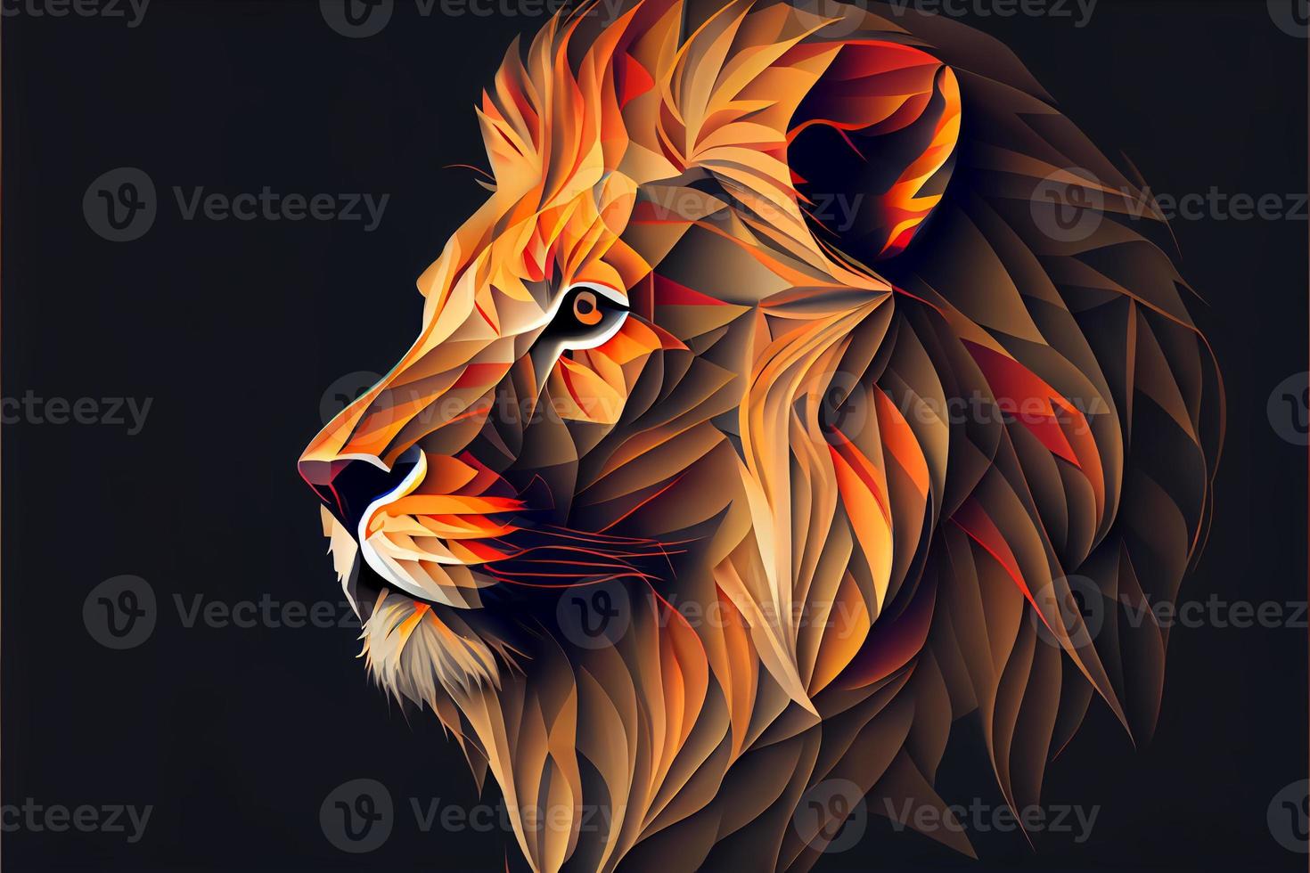 Lion tiger cat silhouette illustration AI Generated photo