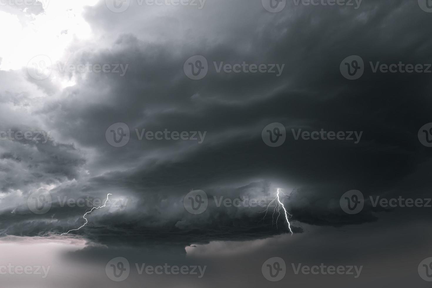 Lightning thunderstorm flash over the night sky. Concept on topic weather, cataclysms photo