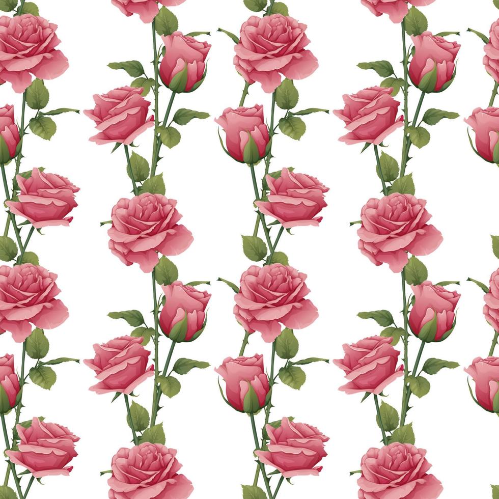 Seamless pattern with pink roses. Botanical texture with beautiful flowers. Romance, valentine s day. Great for wrapping paper, textiles, wallpapers. vector