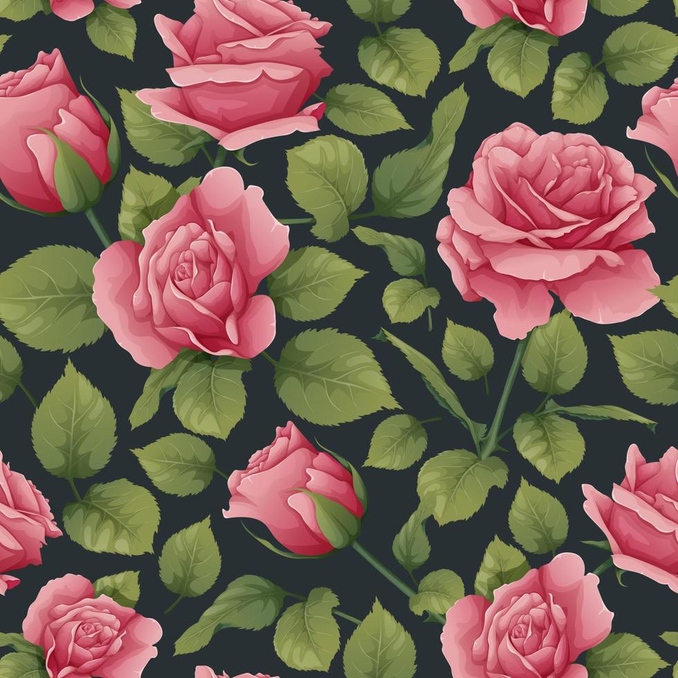 sin costura modelo con rosado rosas. botánico textura con hermosa flores romance, enamorado s día. genial para envase papel, textiles, fondos de pantalla vector