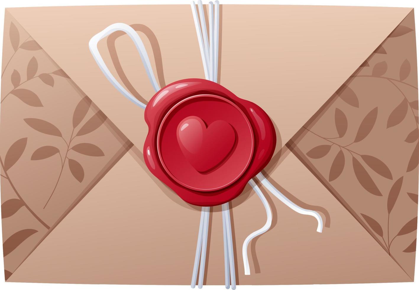 Love letter in an envelope with a wax seal. Confession, I love you. Gift, valentine s day. Vector illustration, icon