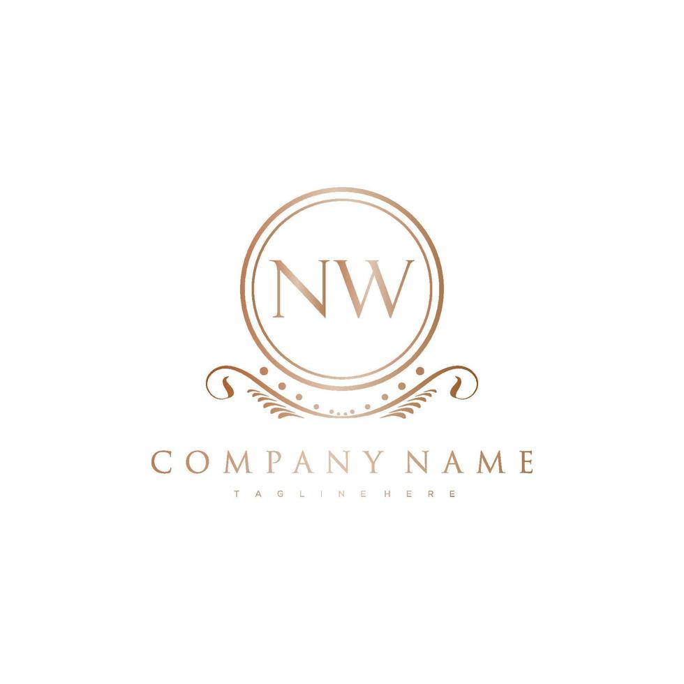 NW Letter Initial with Royal Luxury Logo Template vector