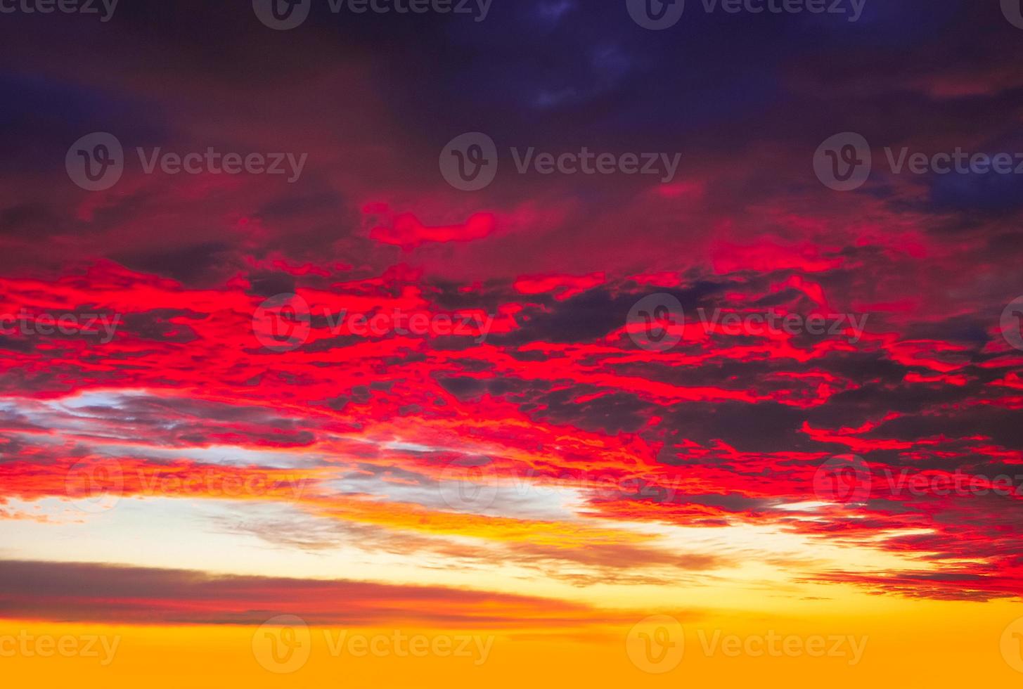 Real amazing panoramic sunrise or sunset sky with gentle colorful clouds. Long panorama, crop it photo