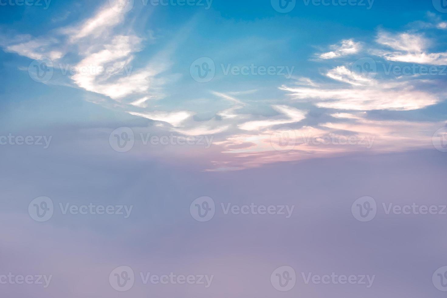Summer blue sky cloud gradient light white background. Beauty clear cloudy in sunshine calm bright winter air bacground. Gloomy vivid cyan landscape in environment day horizon skyline view spring wind photo
