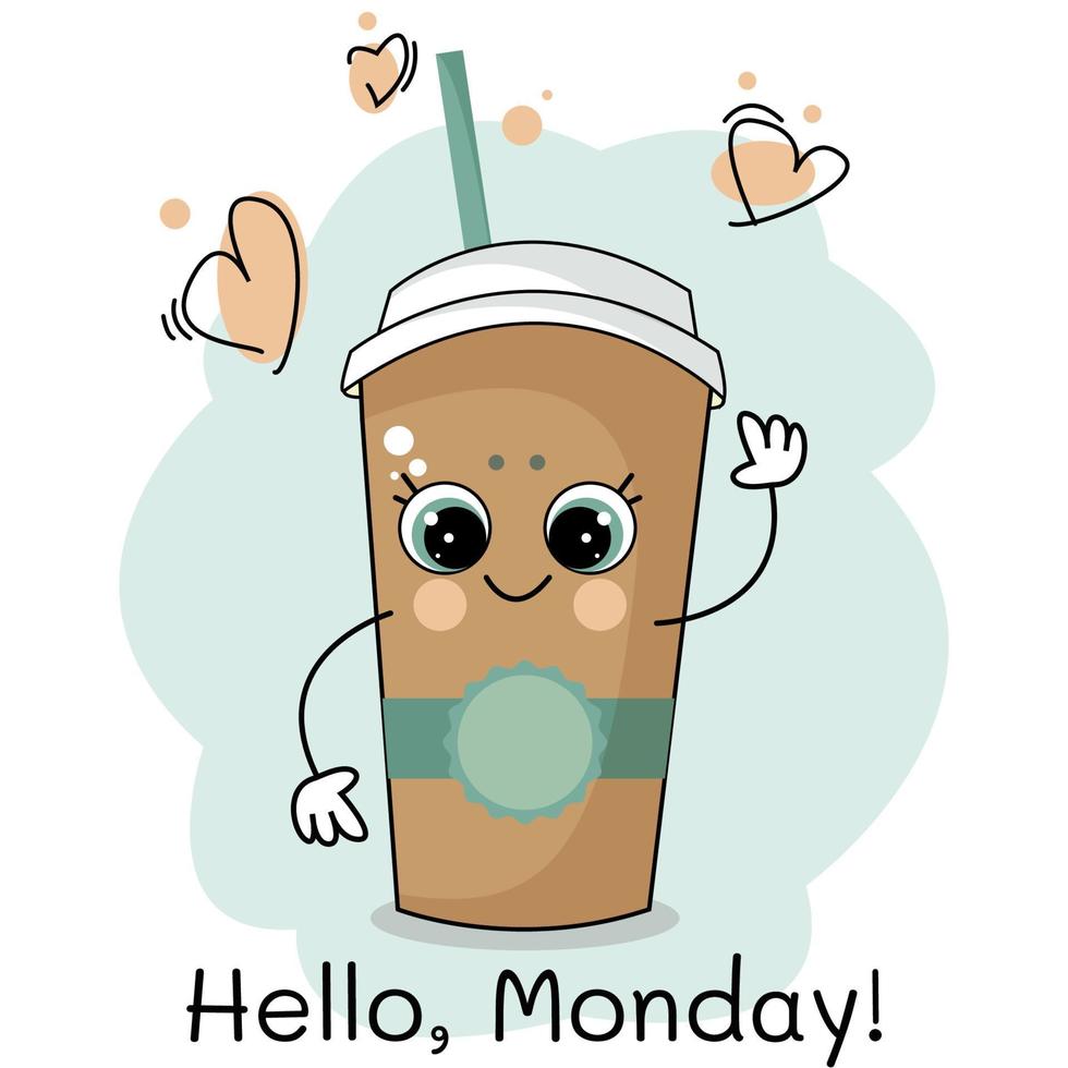 vector cute coffee wish a happy Monday 22383130 Vector Art at Vecteezy