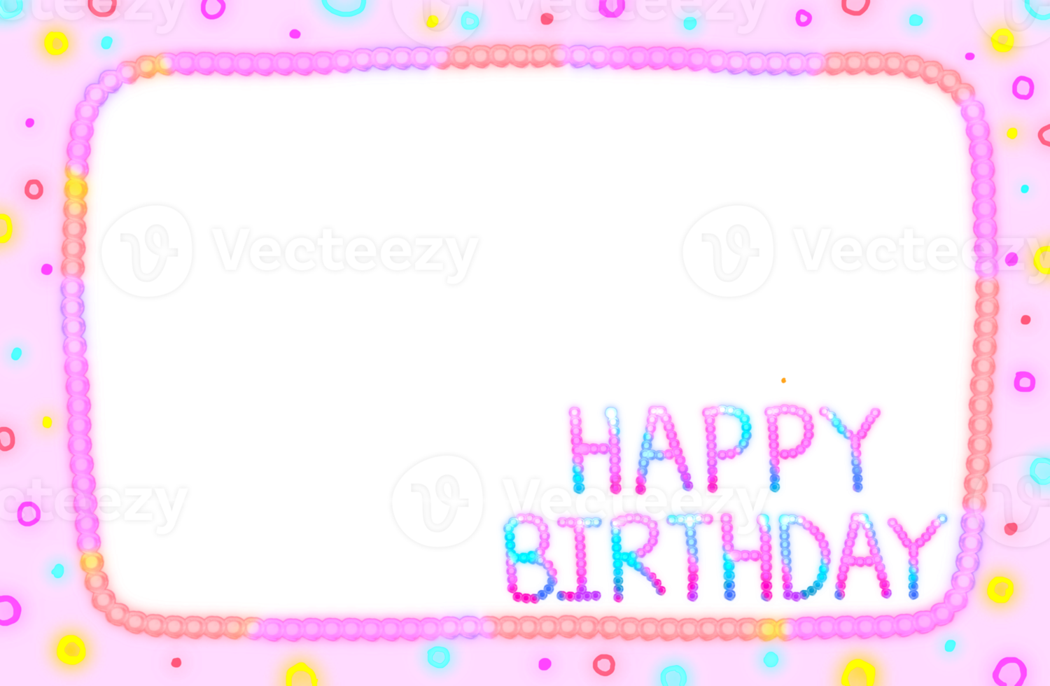 Happy Birthday Frame - Glow Neon png