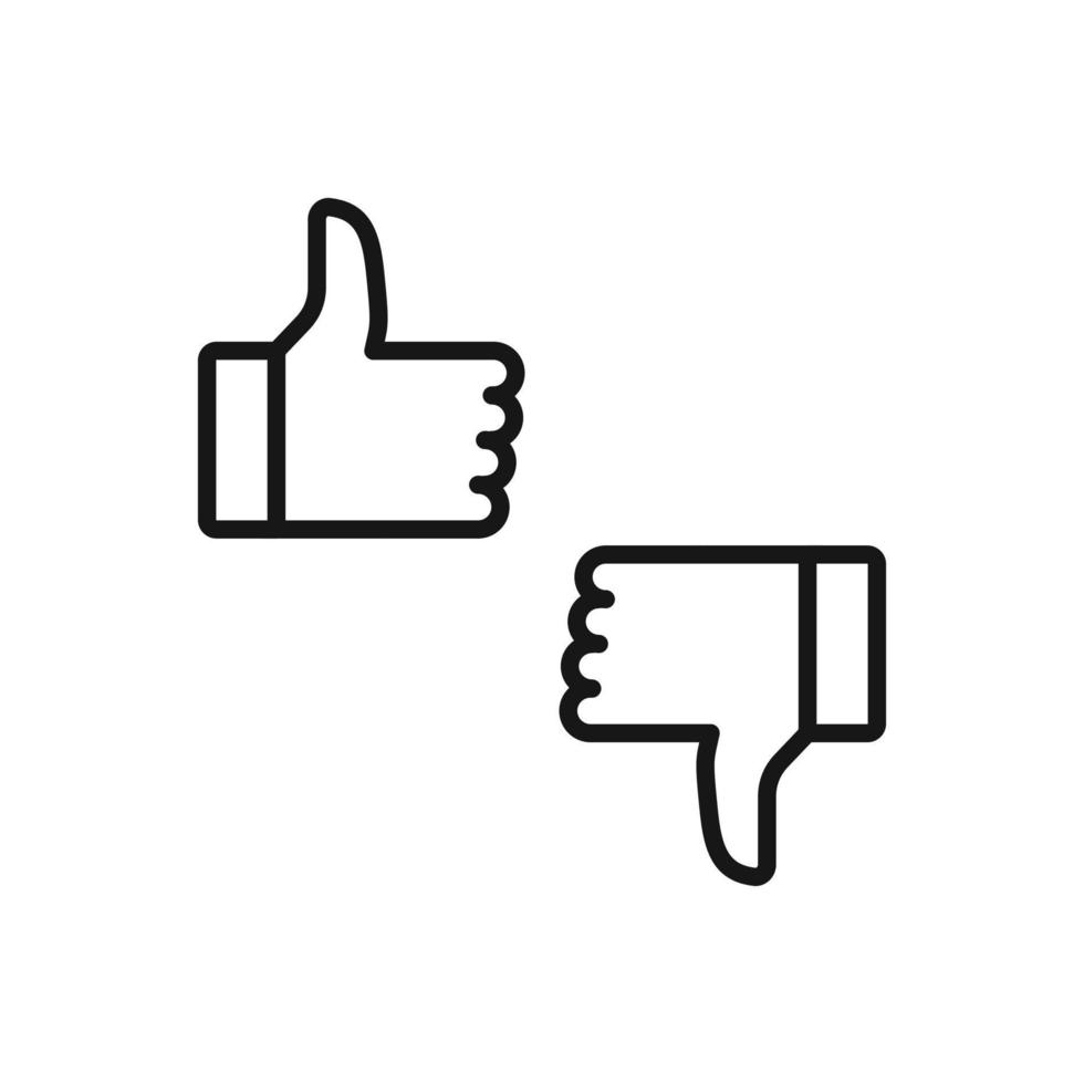 Editable Icon of Thumbs up and Thumbs Down, Vector illustration isolated on white background. using for Presentation, website or mobile app