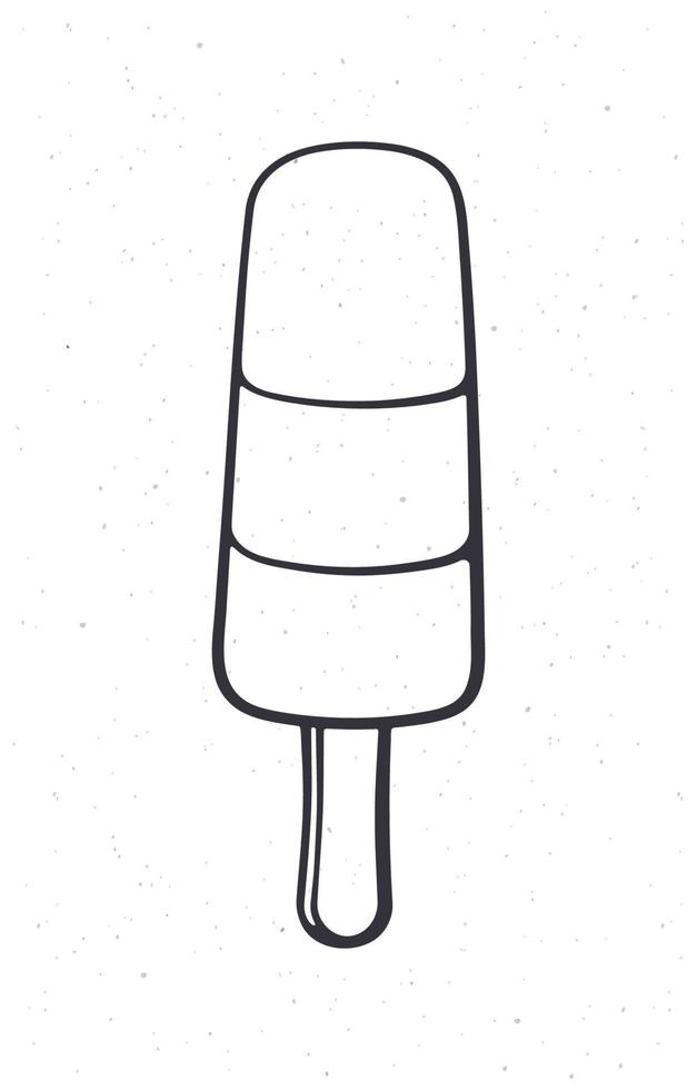 Hand drawn doodle of ice cream tri-color fruit ice lolly vector